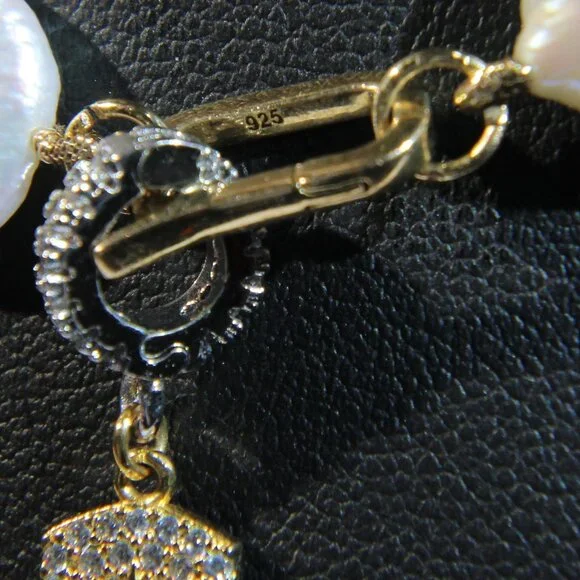 Freshwater Coin Pearls Necklace and .925 Sterling Silver - Picture 12 of 13